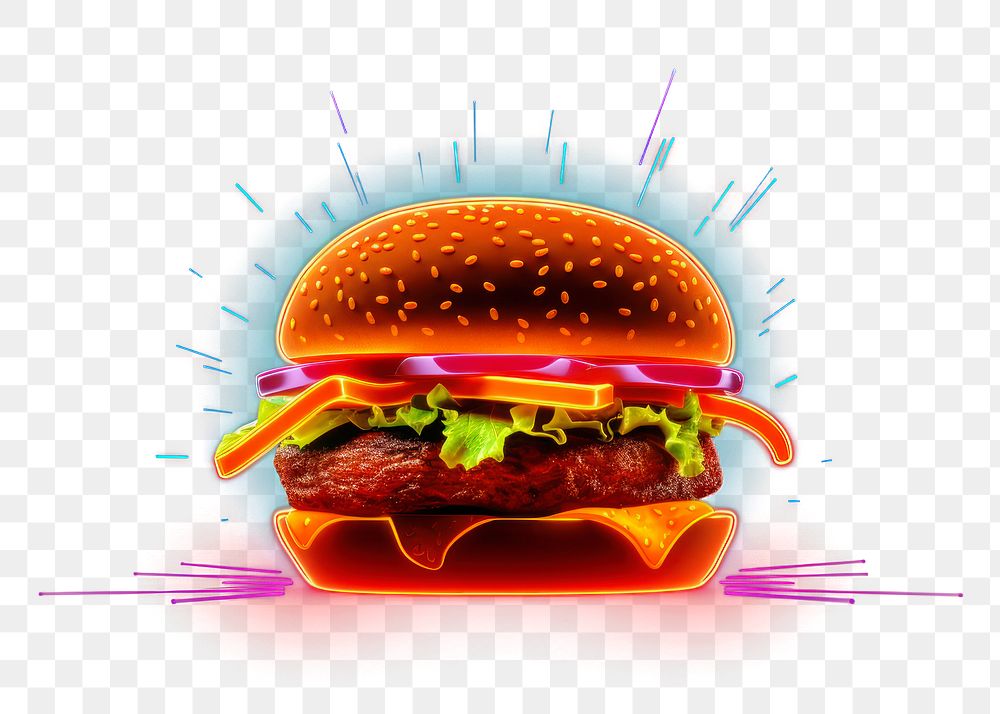 PNG Burger ketchup food neon. AI generated Image by rawpixel.