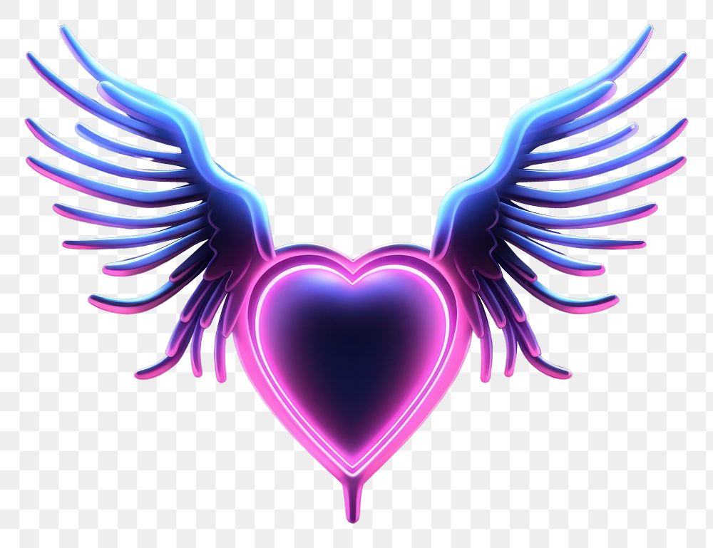 PNG Heart with wings neon light illuminated. AI generated Image by rawpixel.