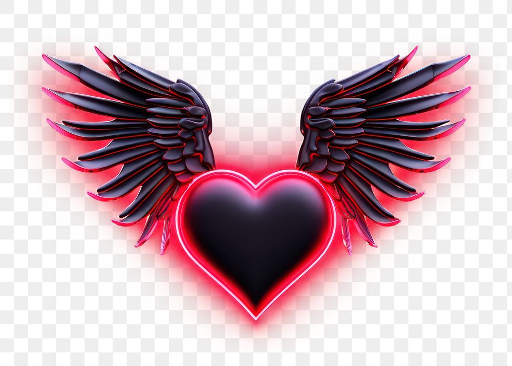 PNG Heart with wings illuminated chandelier darkness. AI generated Image by rawpixel.