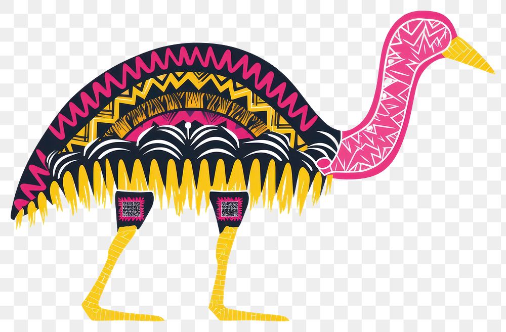 PNG  African tribal pattern ostrich animal bird creativity. AI generated Image by rawpixel.