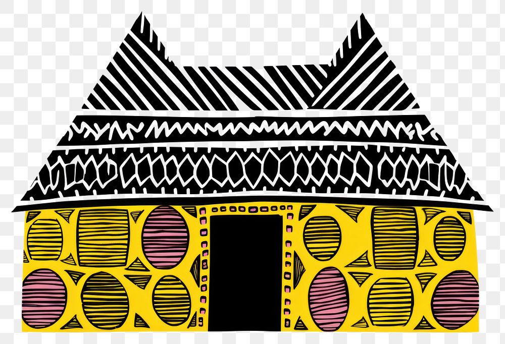 PNG  African tribal pattern house architecture building hut. AI generated Image by rawpixel.