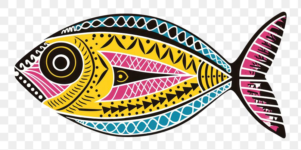 PNG  African tribal pattern fish art creativity outdoors. AI generated Image by rawpixel.