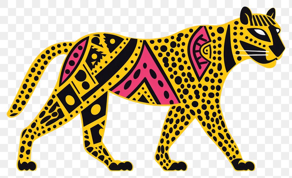 PNG  African tribal pattern chetah leopard cheetah mammal. AI generated Image by rawpixel.