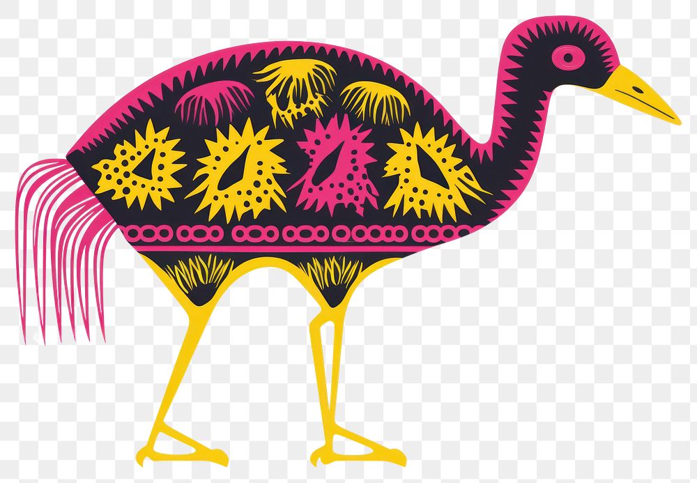 PNG  African tribal pattern ostrich animal bird beak. AI generated Image by rawpixel.