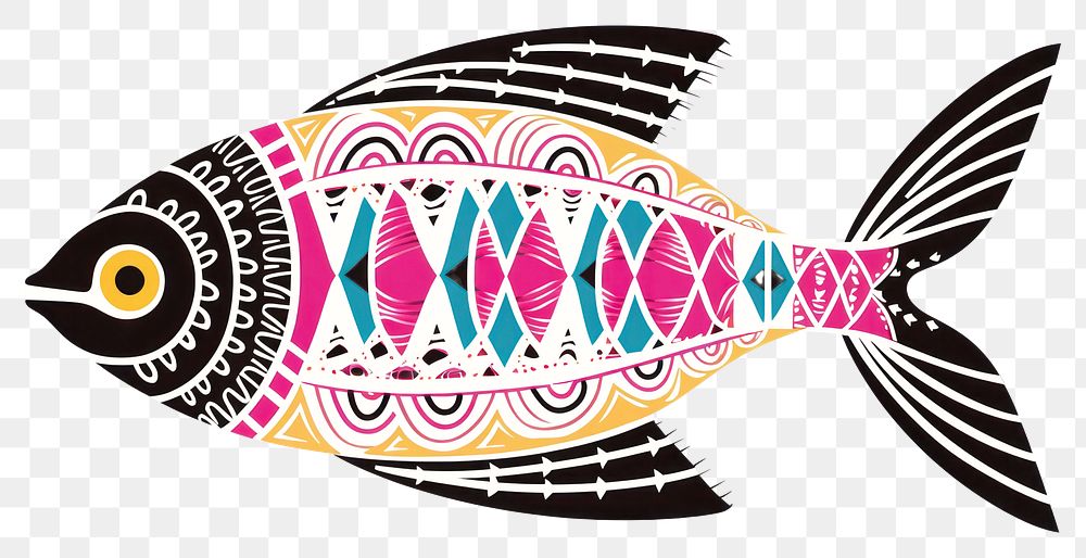 PNG  African tribal pattern fish art creativity cartoon. AI generated Image by rawpixel.