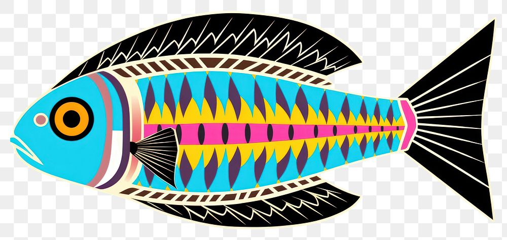 PNG  African tribal pattern fish animal creativity cartoon. AI generated Image by rawpixel.