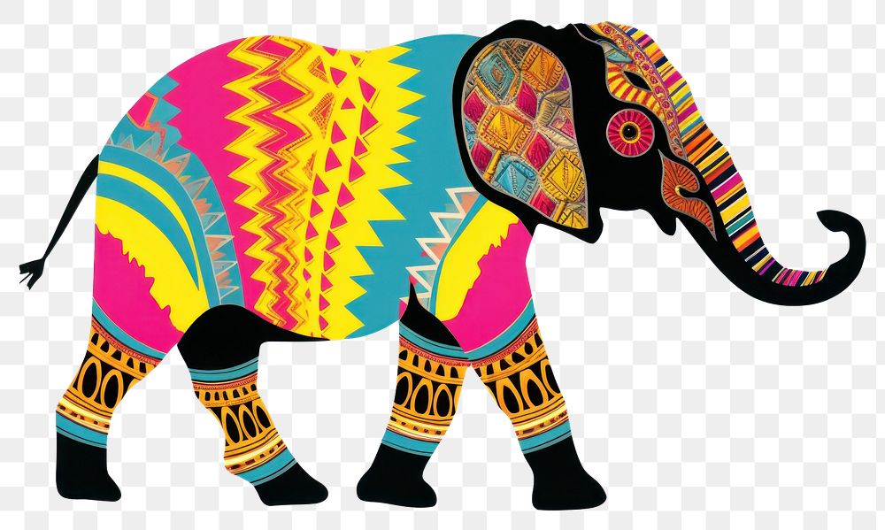 PNG  African tribal pattern elephant mammal art creativity. AI generated Image by rawpixel.