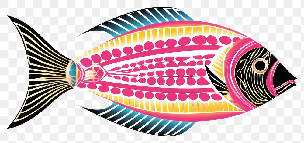 PNG  African tribal pattern fish animal cartoon drawing. AI generated Image by rawpixel.
