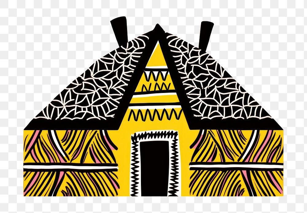 PNG African tribal pattern house architecture building art. 