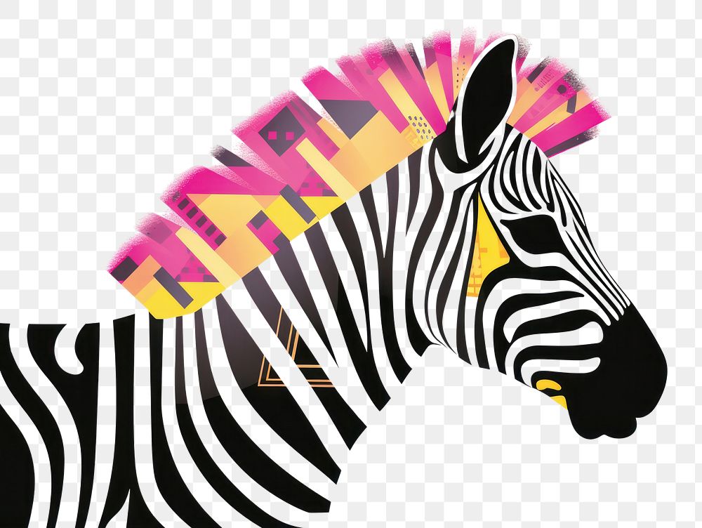 PNG  African tribal pattern zebra wildlife animal mammal. AI generated Image by rawpixel.