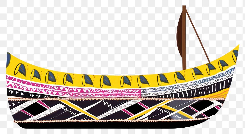 PNG  African tribal pattern boat watercraft vehicle canoe. AI generated Image by rawpixel.