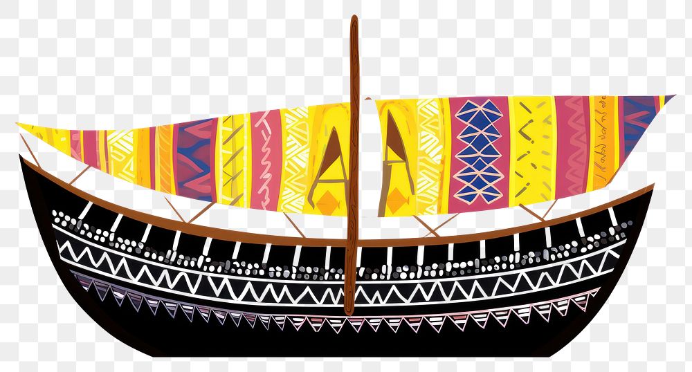 PNG  African tribal pattern boat watercraft sailboat vehicle. AI generated Image by rawpixel.
