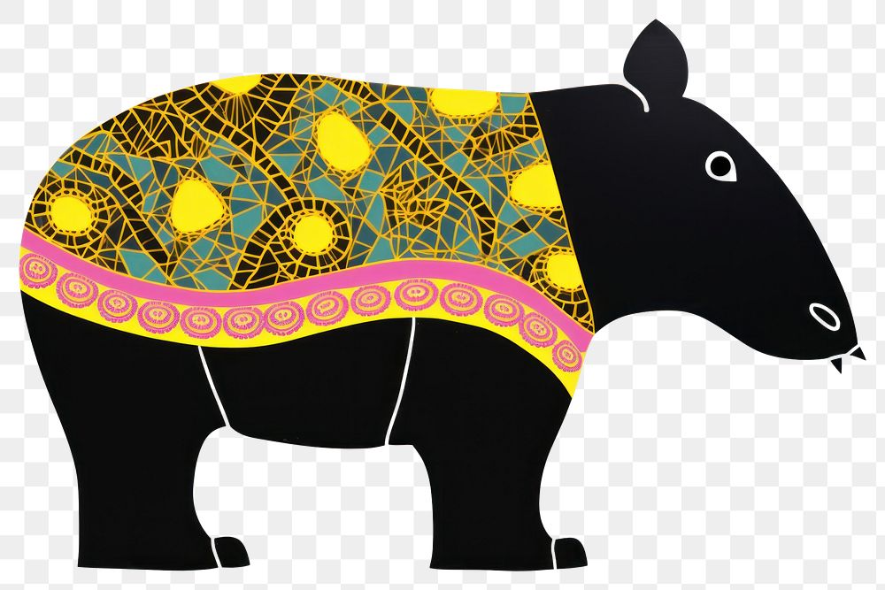 PNG  African tribal pattern hippo mammal animal rhinoceros. AI generated Image by rawpixel.