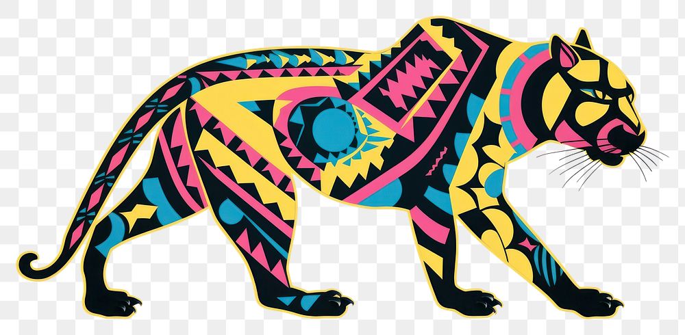 PNG  African tribal pattern panther mammal animal art. AI generated Image by rawpixel.
