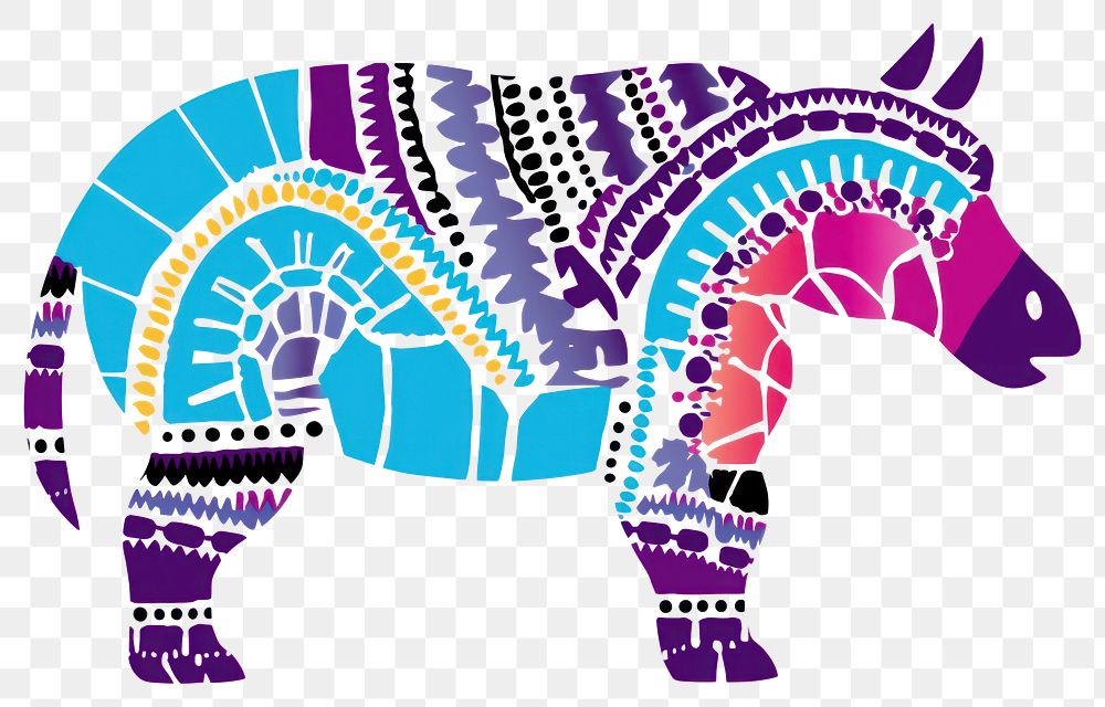 PNG  African tribal pattern hippo animal mammal art. AI generated Image by rawpixel.
