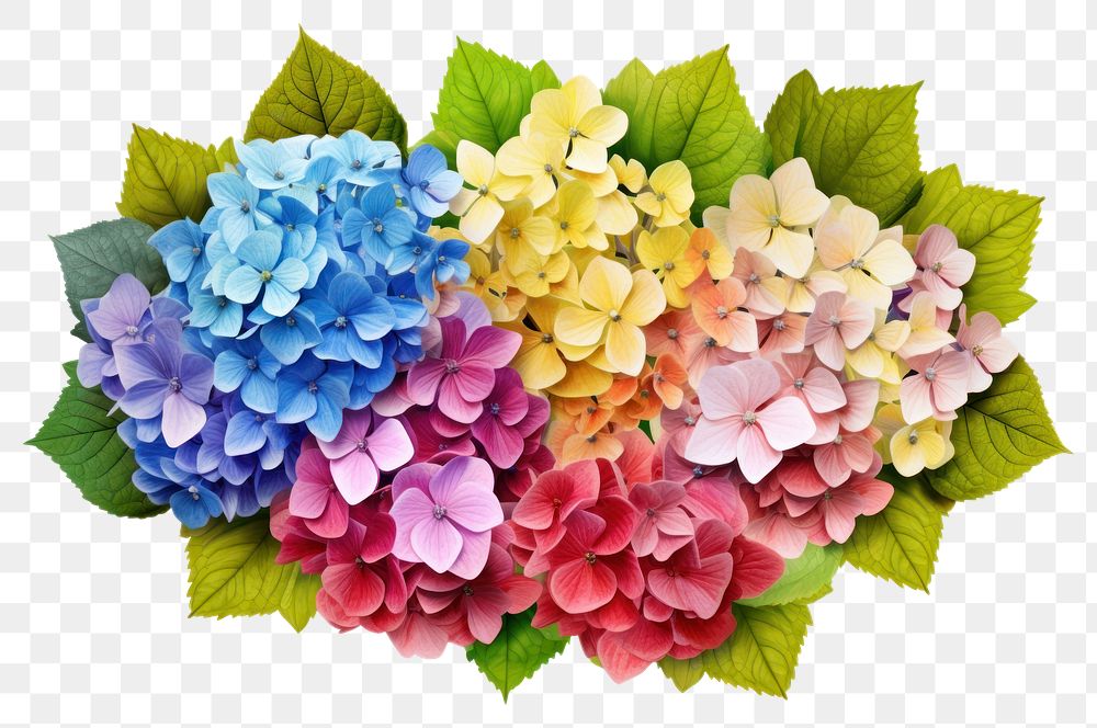 PNG Hydrangea flowers petal plant leaf. AI generated Image by rawpixel.