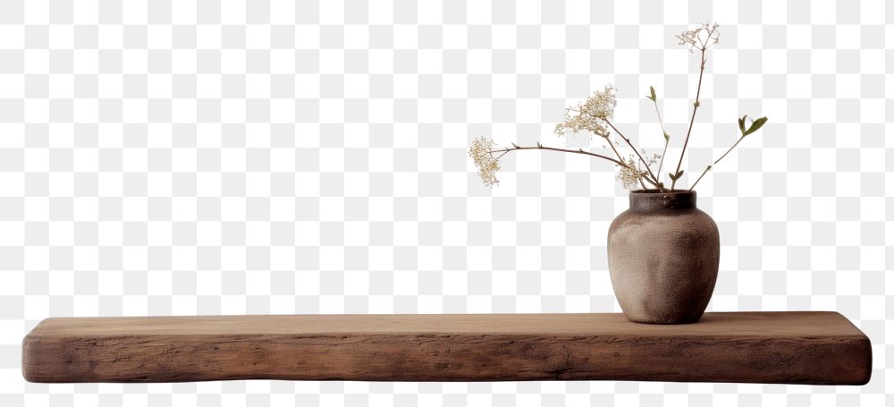 PNG Wooden board shelf flower plant. AI generated Image by rawpixel.