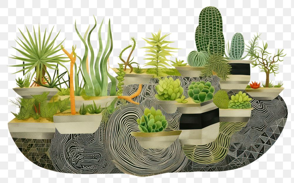 PNG Backyard potted plants cactus creativity houseplant. AI generated Image by rawpixel.