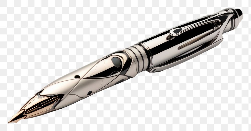 PNG  Pen silver white background technology. AI generated Image by rawpixel.