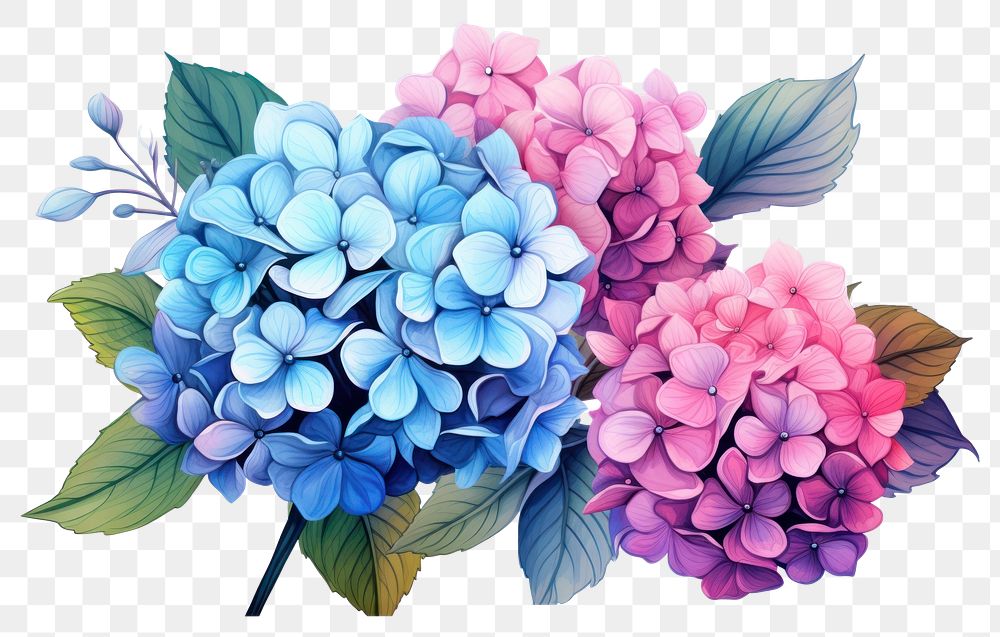 PNG Hydrangea flowers purple petal plant AI generated Image by rawpixel