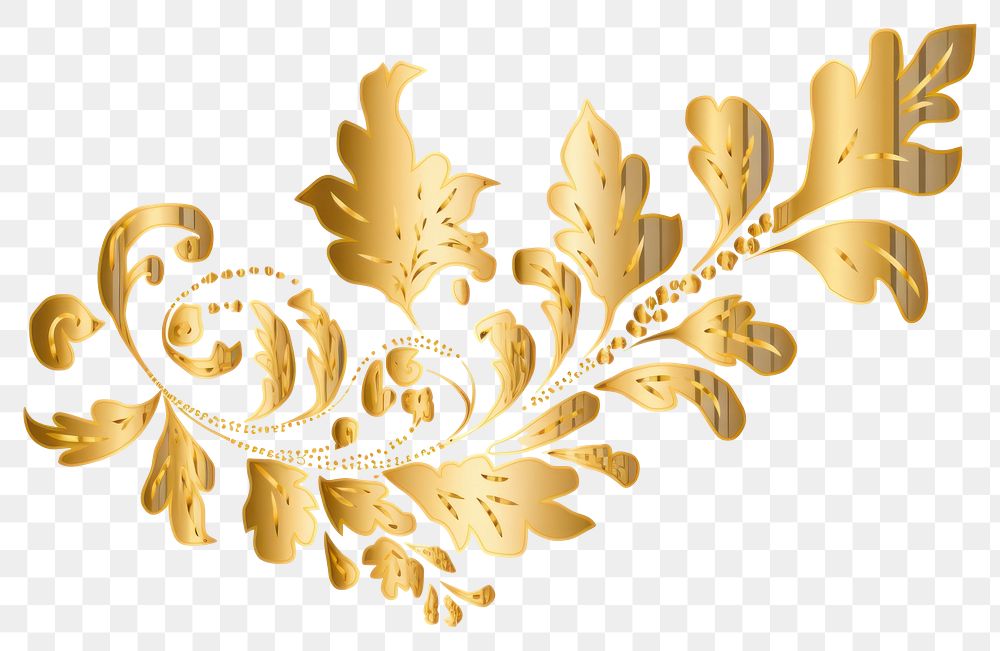 PNG  Ornamental leaves pattern gold celebration. AI generated Image by rawpixel.