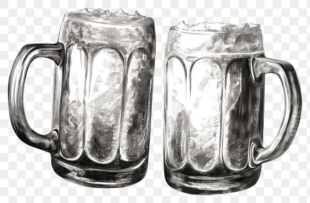 PNG  Beer mugs sketch glass drink. AI generated Image by rawpixel.