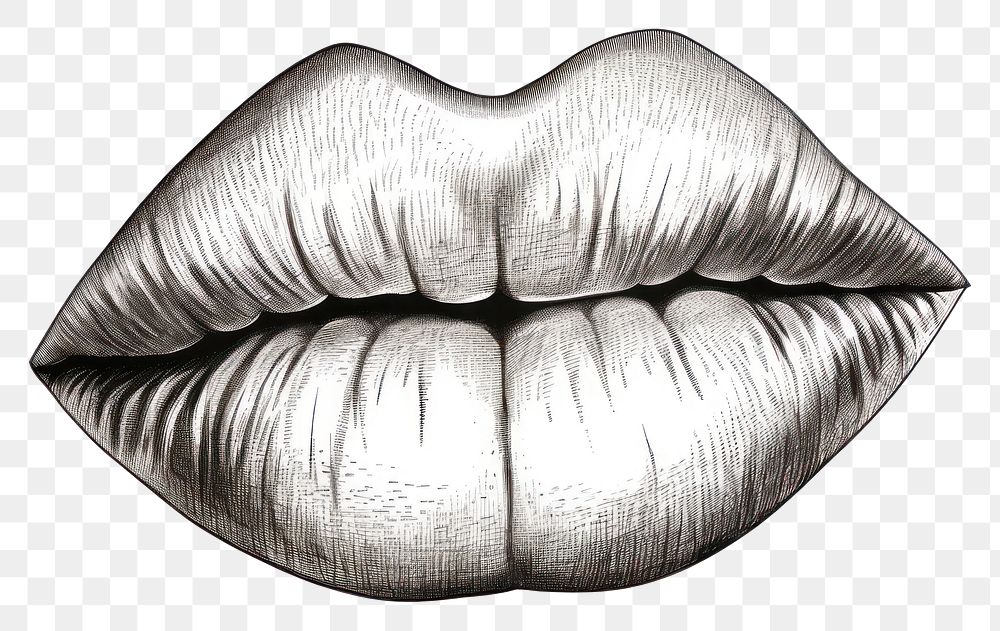 PNG  Lips sketch drawing white background. AI generated Image by rawpixel.