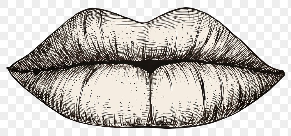 PNG Lips sketch drawing white background. AI generated Image by rawpixel.