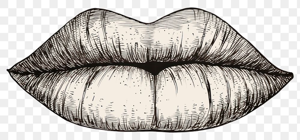 PNG Lips sketch drawing white background. 