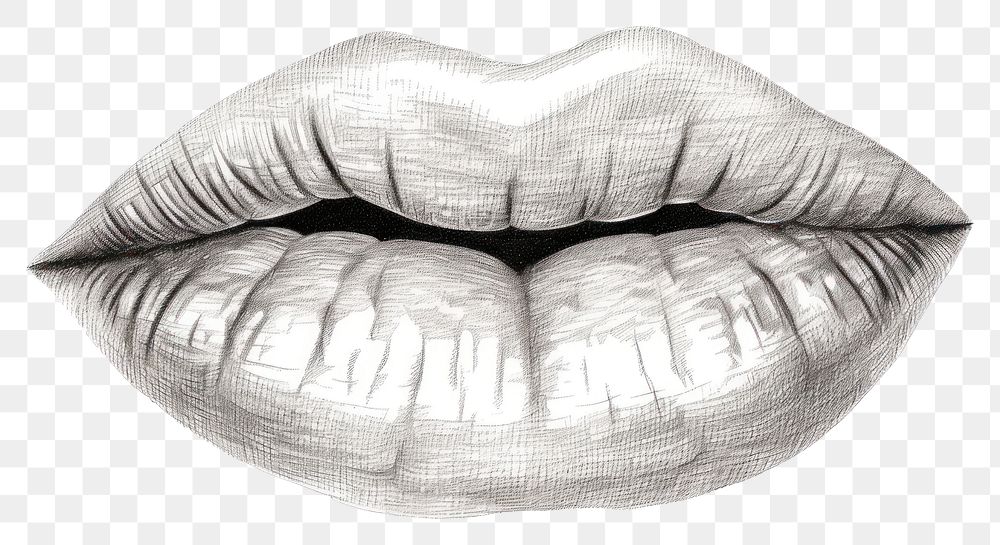 PNG  Lips sketch drawing white. AI generated Image by rawpixel.