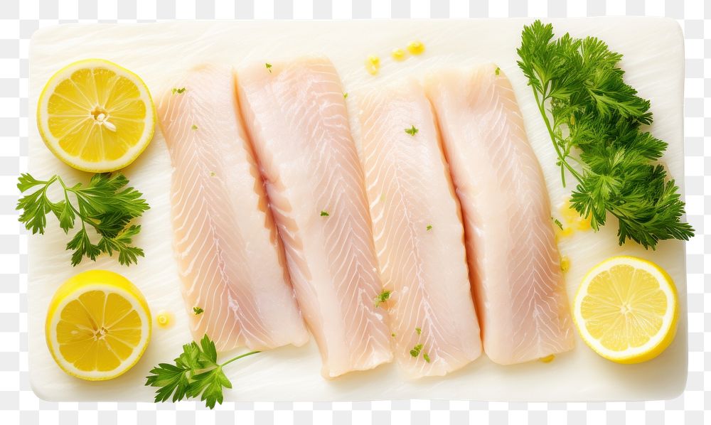PNG Fresh cod fillet lemon seafood salmon. AI generated Image by rawpixel.