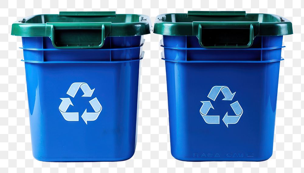 PNG  Recycling bins blue white background container. AI generated Image by rawpixel.