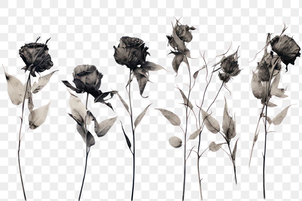 PNG  Dried flowers drawing sketch plant. AI generated Image by rawpixel.