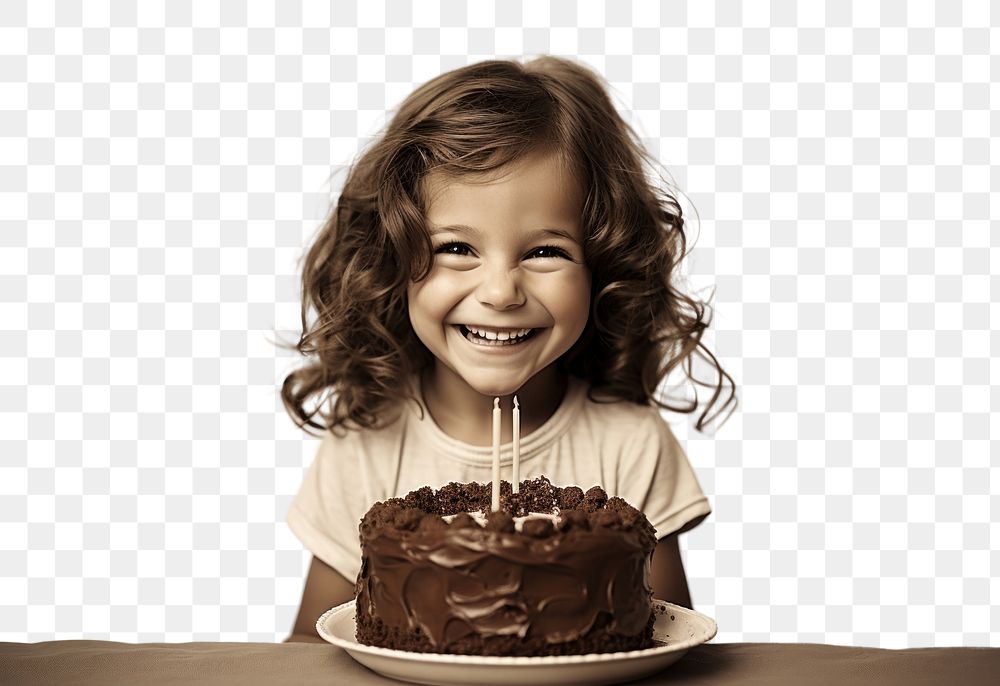 PNG  Little girl with birthday cake photography portrait dessert. AI generated Image by rawpixel.