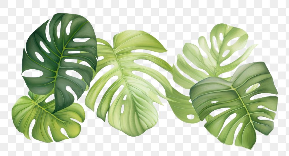 PNG  Monstera leaves plant leaf white background. AI generated Image by rawpixel.