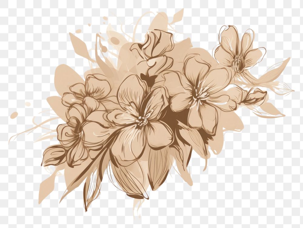 PNG Flowers bouquet drawing sketch pattern. AI generated Image by rawpixel.