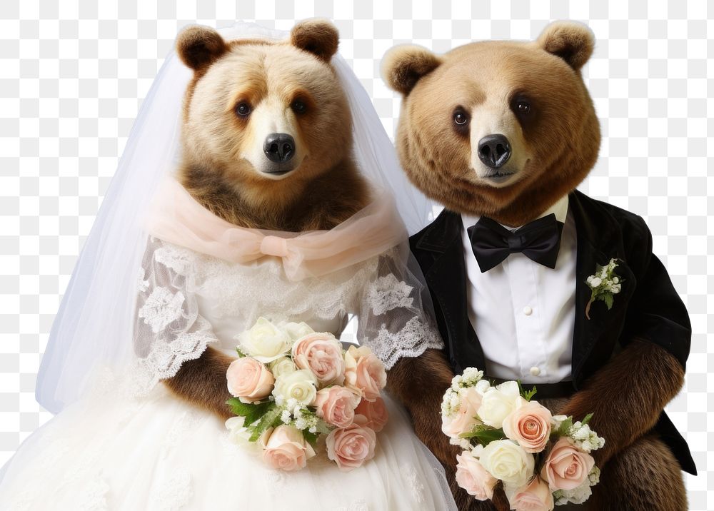 PNG Baby bear portrait wedding flower. AI generated Image by rawpixel.