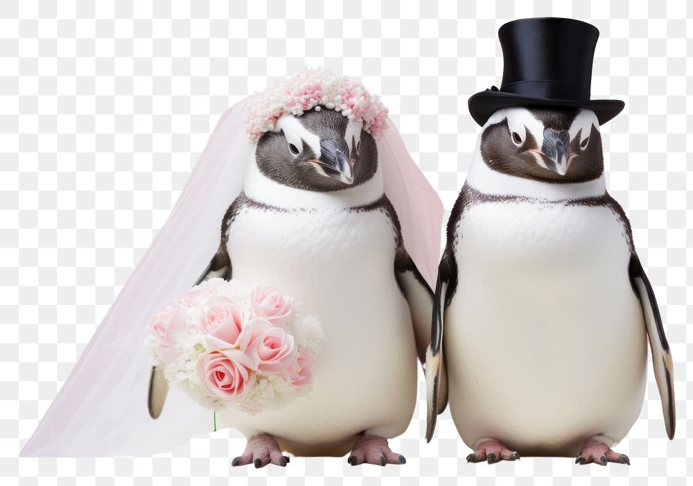 PNG Penguin wedding animal bird. AI generated Image by rawpixel.