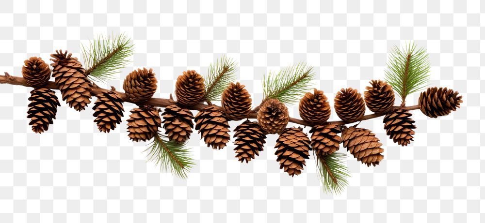 PNG  Fir branches with cones in the corner plant tree white background. AI generated Image by rawpixel.