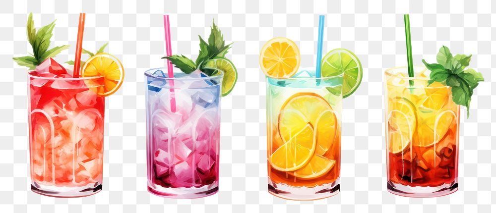 PNG  Various cocktail drinks mojito summer fruit. AI generated Image by rawpixel.