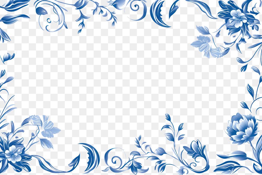 PNG floral blue ornate border | Premium PNG - rawpixel