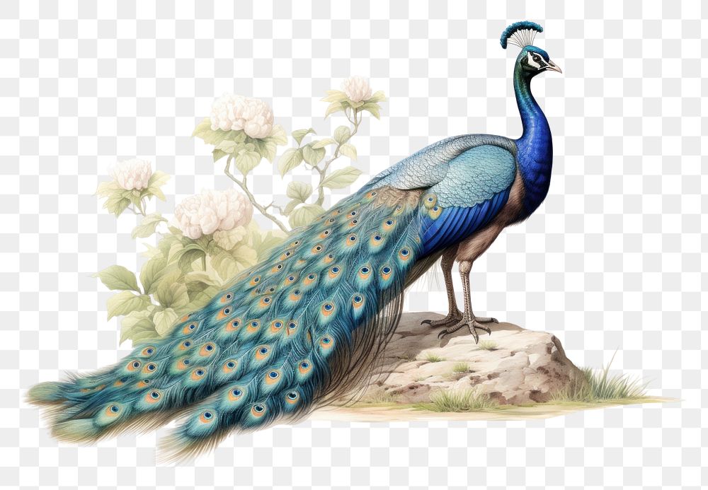 PNG Peacock drawing animal bird AI generated Image by rawpixel