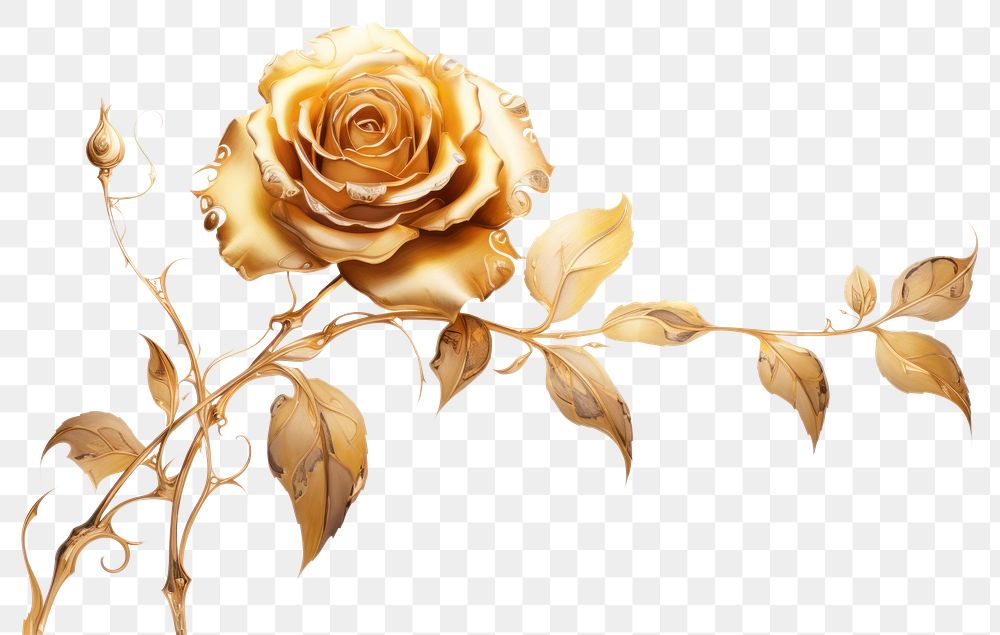 PNG Gold rose flower plant white background. AI generated Image by rawpixel.
