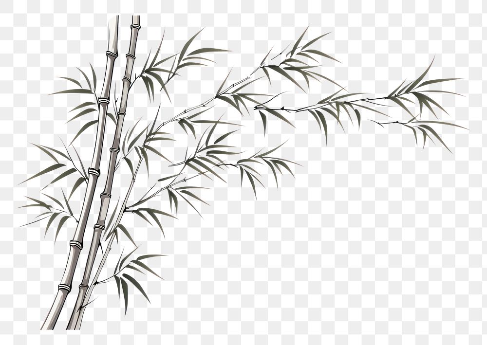 PNG A bamboo internode plant line white background. AI generated Image by rawpixel.