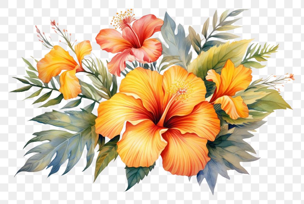PNG Summer exotic flower hibiscus plant petal AI generated Image by rawpixel