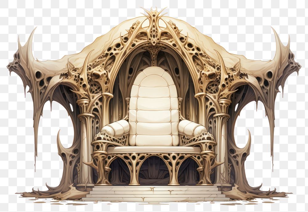 PNG Bone throne white background architecture sculpture. AI generated Image by rawpixel.