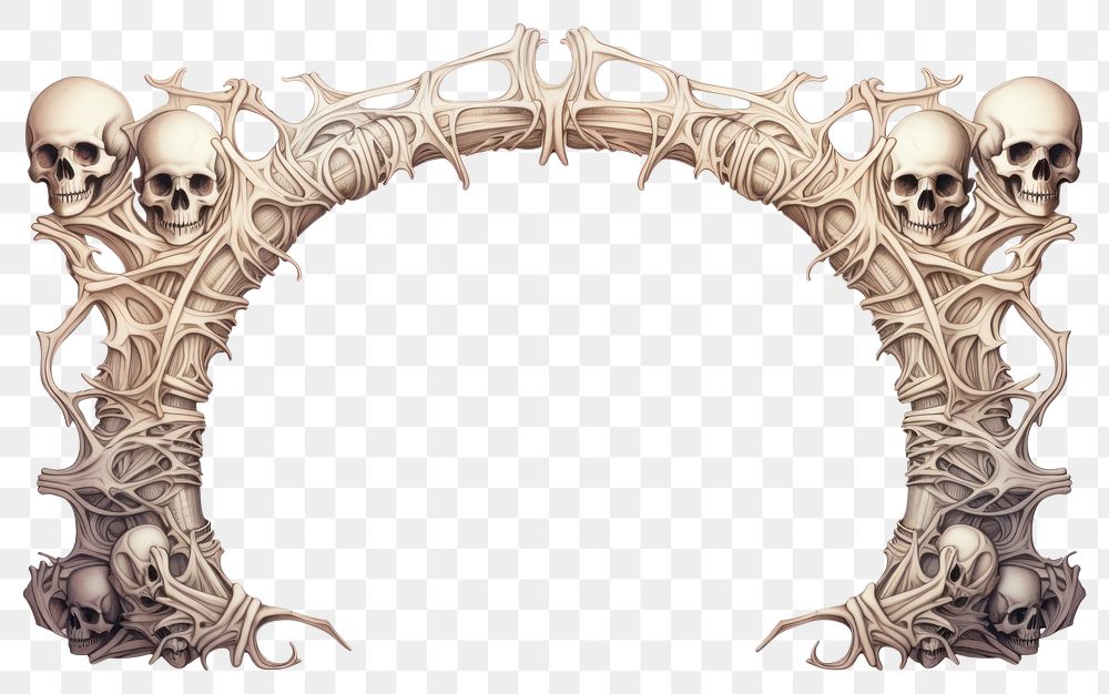 PNG Bone border arch white background architecture. AI generated Image by rawpixel.