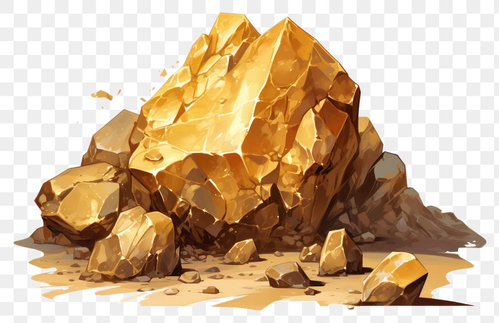 PNG Gold ore rock white background accessories. AI generated Image by rawpixel.