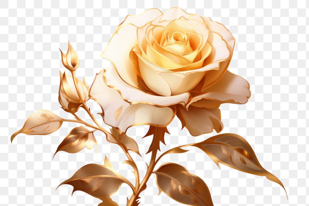 PNG Gold rose flower plant white background. AI generated Image by rawpixel.
