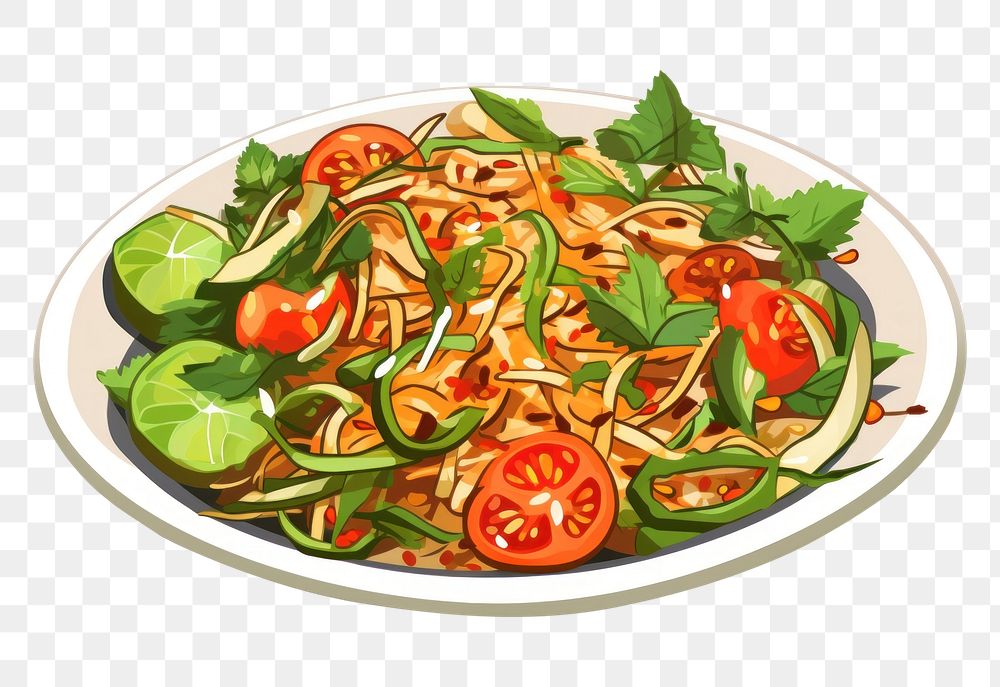 PNG Som tam noodle salad plate. AI generated Image by rawpixel.